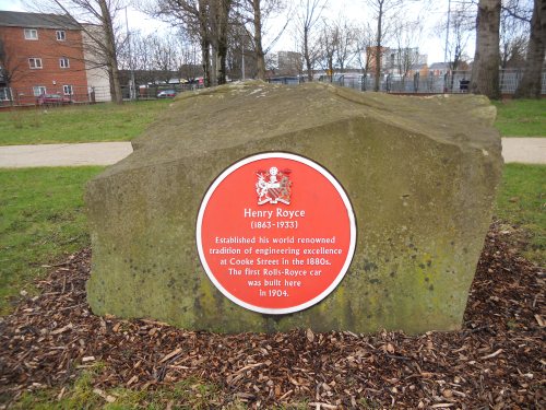 The Henry Royce plaque at Hulme Park