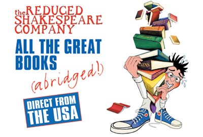 Promotional material for All The Great Books (Abridged!) show by Reduced Shakespeare Company