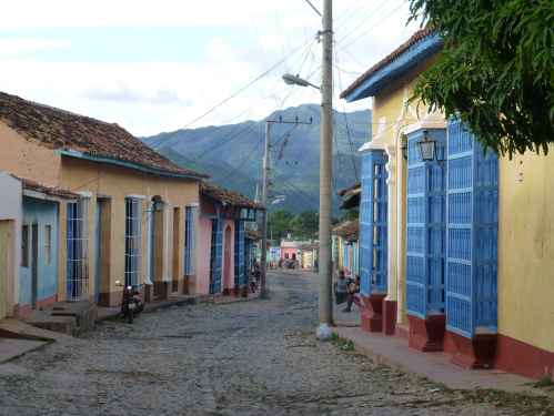 Typical street scene in the picturesque Cuban town of Trinidad